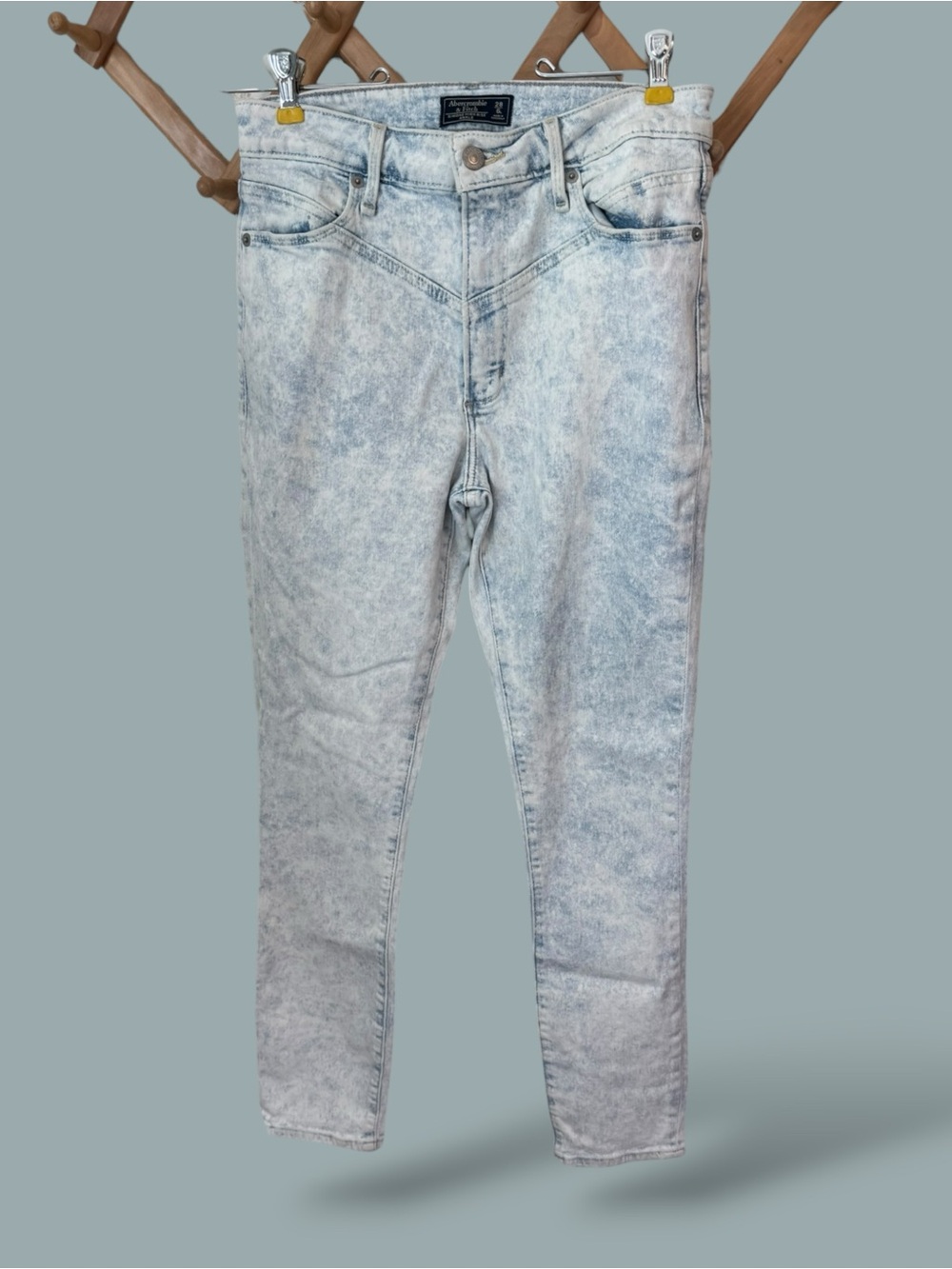 Abercrombie & Fitch Women’s High Rise Acid-Wash Light Blue Jeans